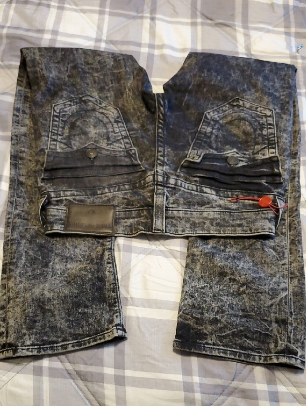 True Religion Men Washed Black and Silver Denim Jeans 28